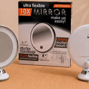 Espejo Luz LED Aumento 10X a Pila con Ventosa 19CM