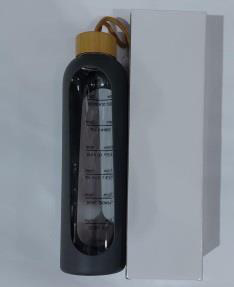 Botella 1LT de Vidrio Tapa Bambu
