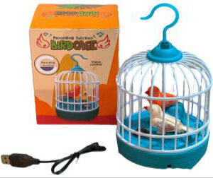 Mini Jaula de Pajaros con Grabadora de Sonido y Movimiento con Carga USB
