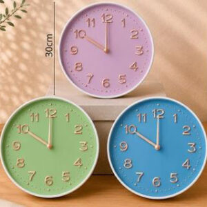 Reloj de Pared 30CM 3 Colores Números Dorados