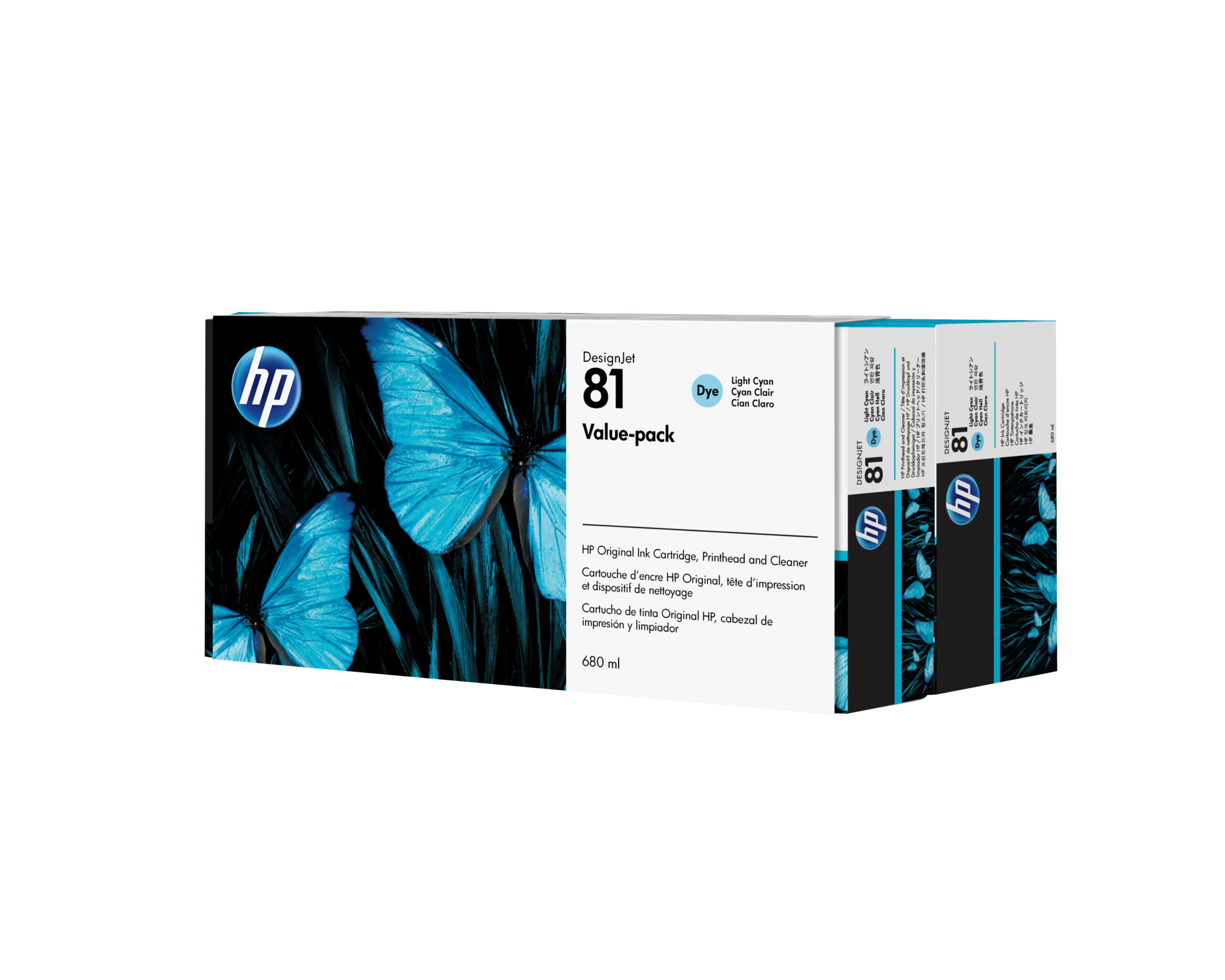 HP 81 Value Pack 680-ml Light Cyan DesignJet Dye Ink Cartridge and Printhead cabeza de impresora Inyección de tinta térmica - Image 2